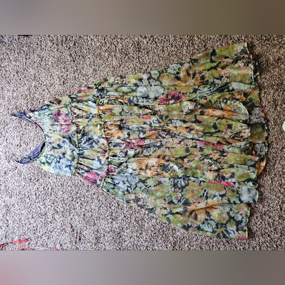 Free People Julianna floral musty boho chic maxi dress size L - Picture 7 of 12